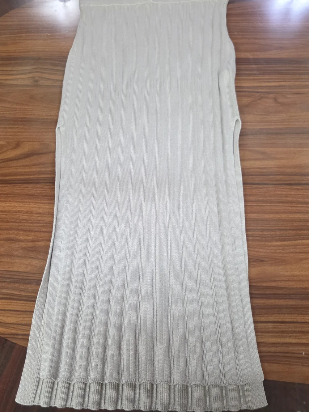 Abercrombie & Fitch Cream Ribbed Maxi Skirt with Side Slit Sz XS High Waist
